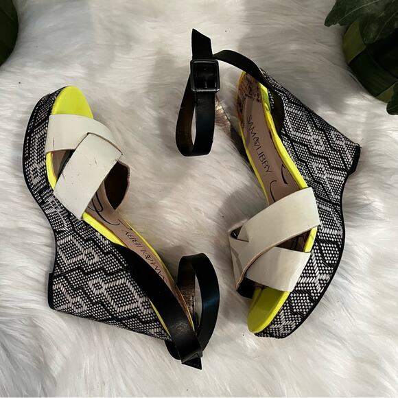 NEW Sam & Libby Boho Tribal Platform Wedge Ankle Wrap Sandals Sz 5.5 NWOT - Picture 2 of 15